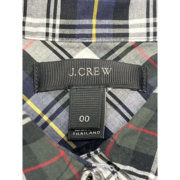J Crew Womens 00 Perfect Fit Button Down Stewart Plaid Blue Red Yellow - Picture 5 of 6
